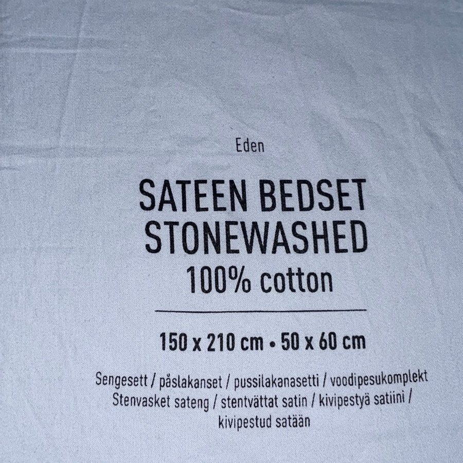 Eden Sateen Bedsæt Stonewashed 100% Bomuld