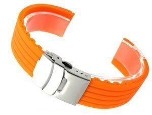 *NY Klockarmband Silikon Gummi Armband Orange Säkerhetslås Lätt att korta 18 mm