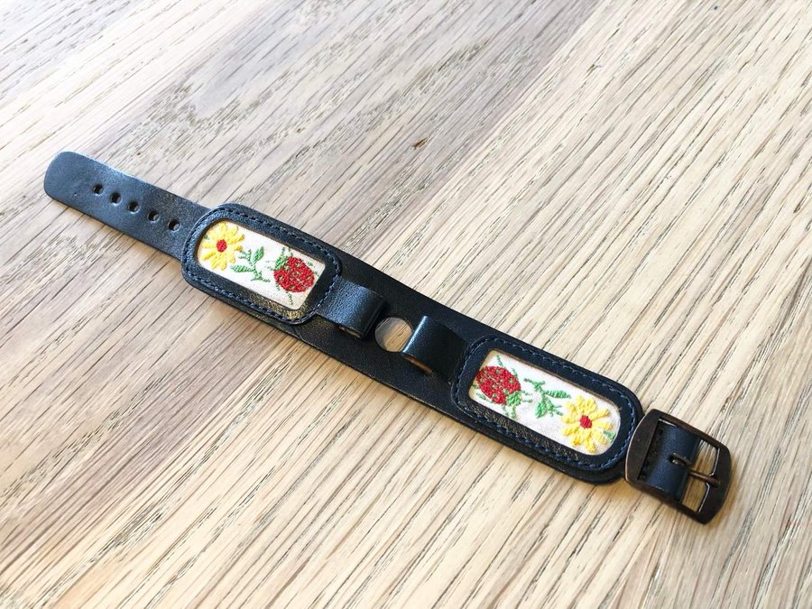 VINTAGE BANDAX MARINA KLOCKARMBAND ÄKTA LÄDER ARMBAND KLOCKA BARN