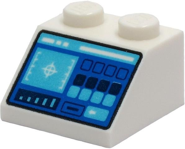 White Slope 45 2 x 2 with Control Panel - LEGO - 3039pb140