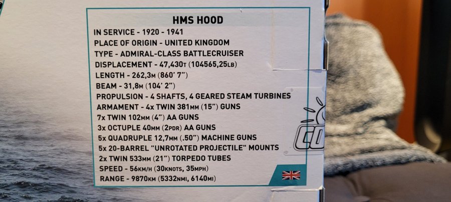 COBI World War II "4830 - HMS Hood" (NY  OÖPPNAD)