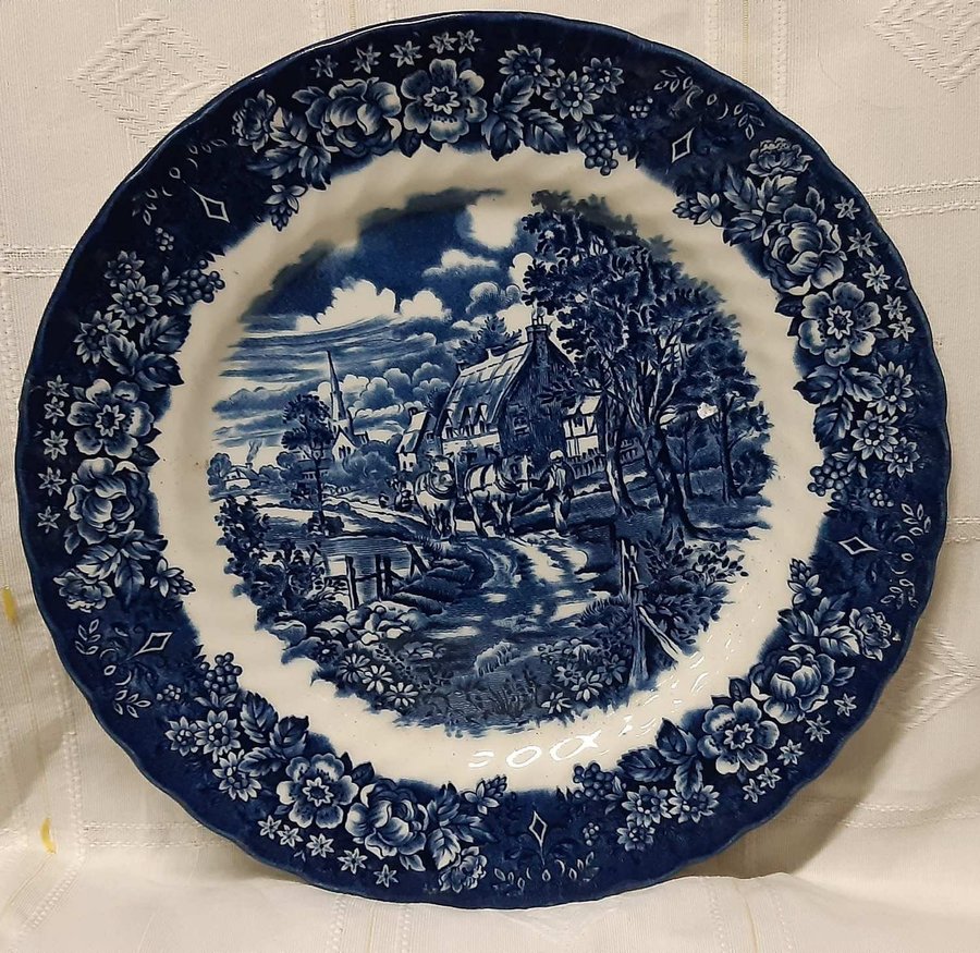 Vintage blue porcelain plate Memory Lane British Anchor ironstone