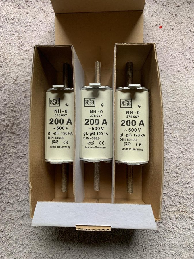 Knivsäkring NH0 200A ~500V gL-gG 120kA - 3 pack