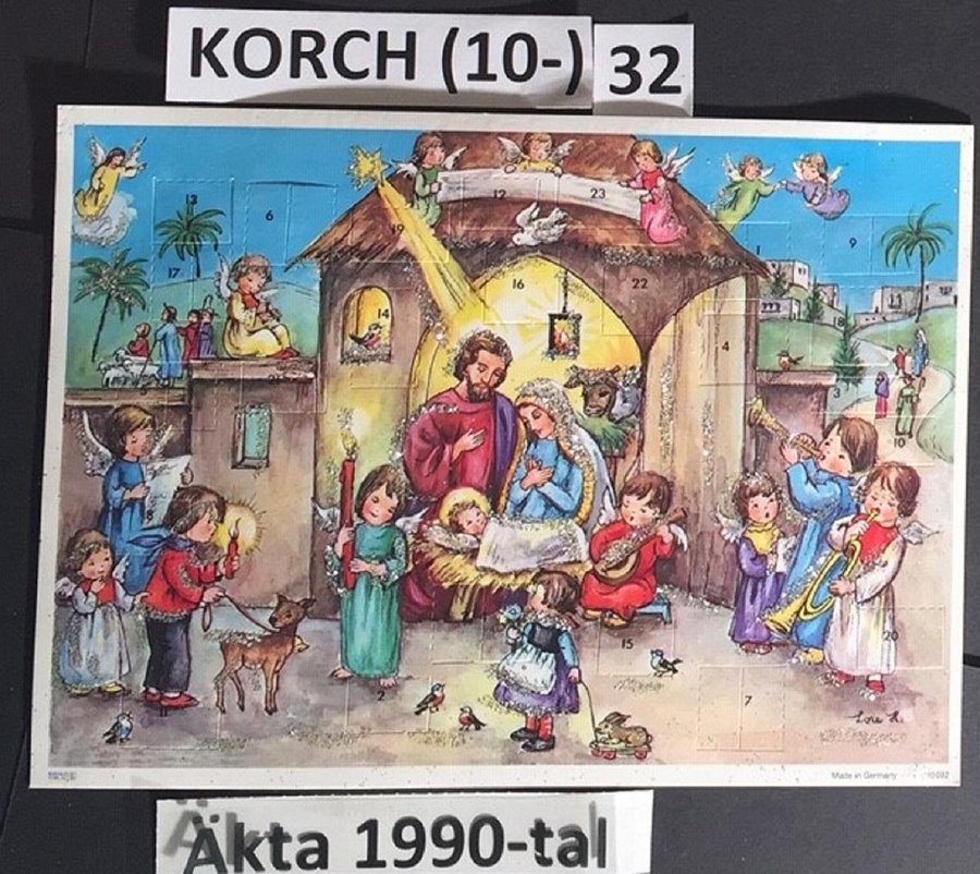 Adventskalender KORSCH 32 Krubba mandolln ljusbärare 1990-2006 A4=20x28