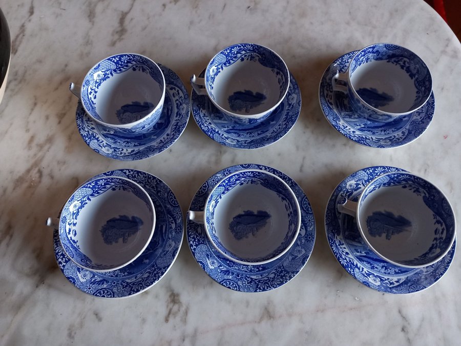 Six Vintage Copeland Spode Italian Porcelain Cups  Saucers.