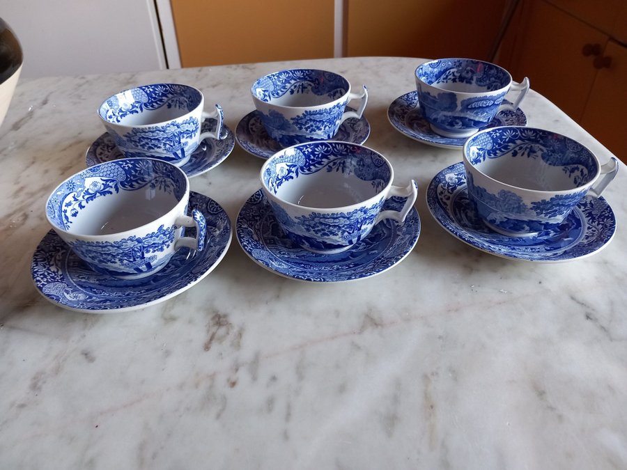 Six Vintage Copeland Spode Italian Porcelain Cups  Saucers.