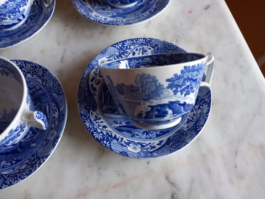 Six Vintage Copeland Spode Italian Porcelain Cups  Saucers.