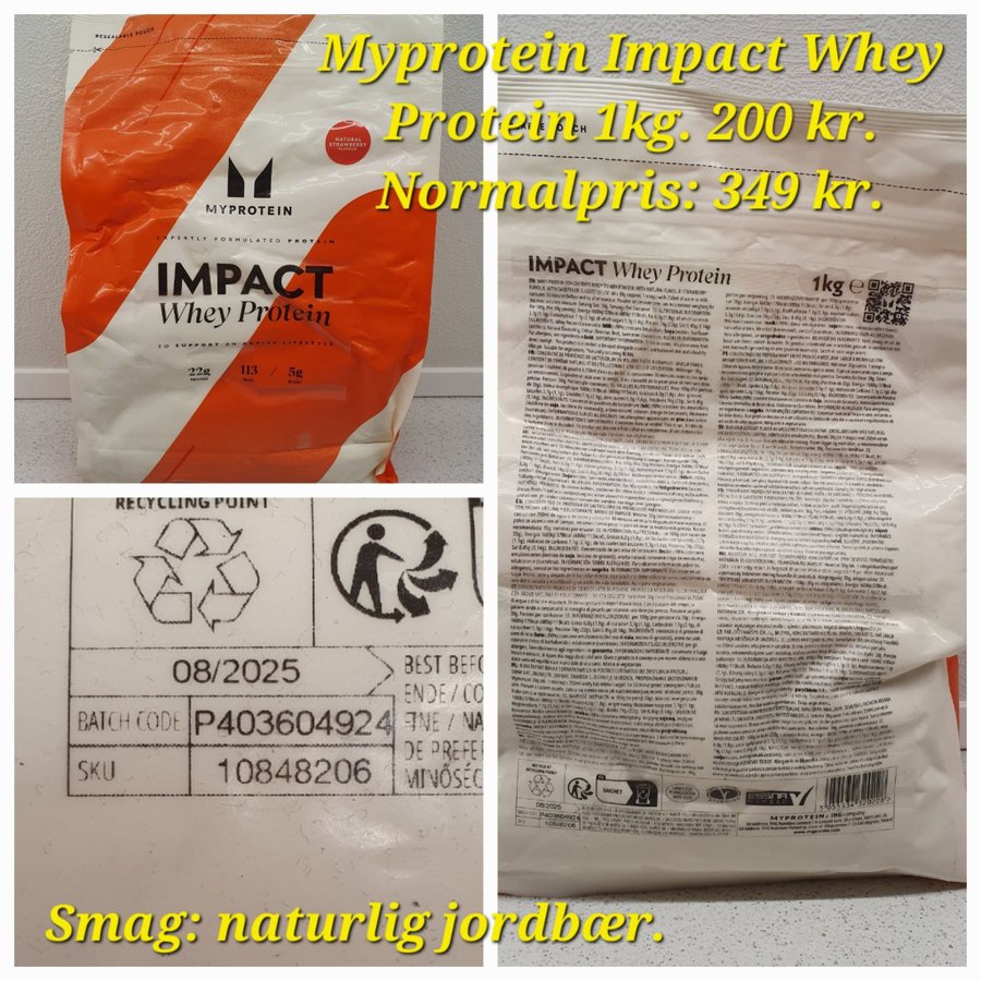 Myprotein Impact Whey Protein 1 kg - Jordbær