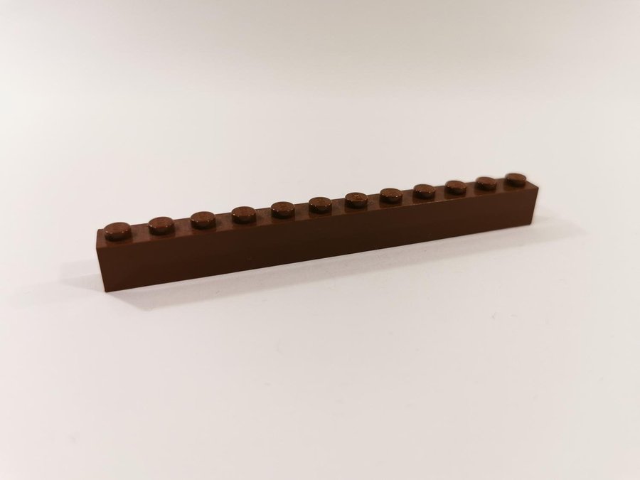 Lego - brick - bas - 1x12 - part 6112 - brun (old brown)