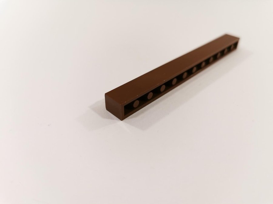 Lego - brick - bas - 1x12 - part 6112 - brun (old brown)