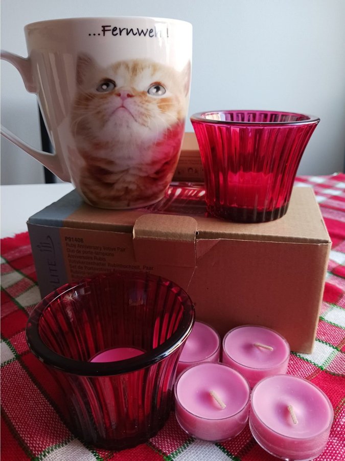 PartyLite 2 st ljuslyktor och teljus + en stor mugg