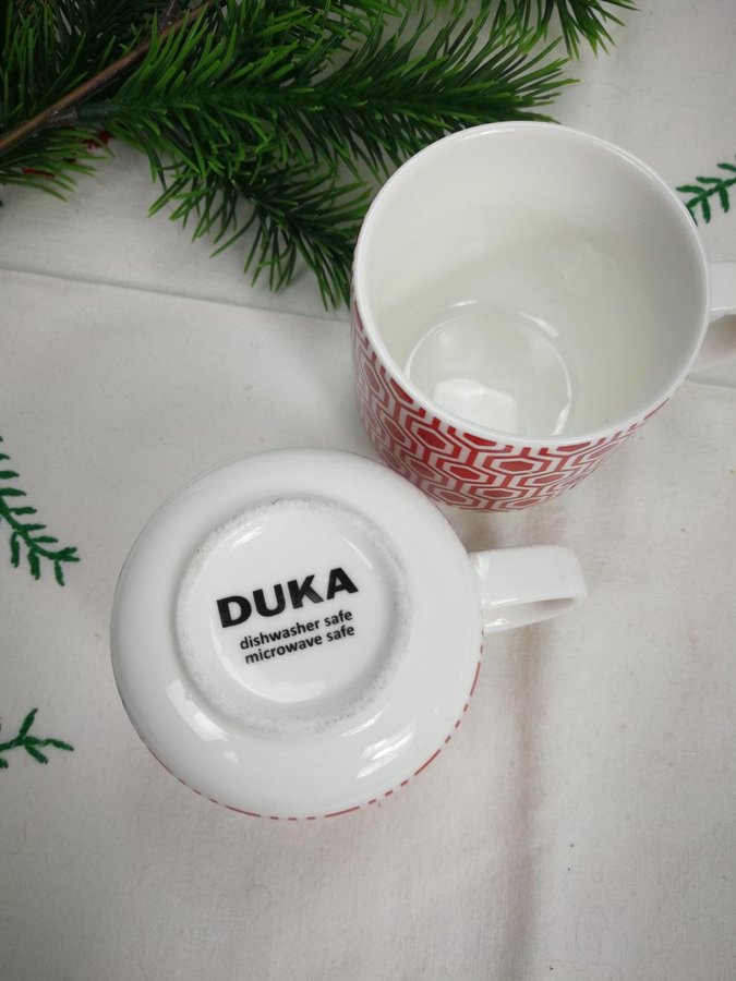 Glöggkopp 2-pack i trevligt rött och vitt mönster från DUKA (Kaffekopp)