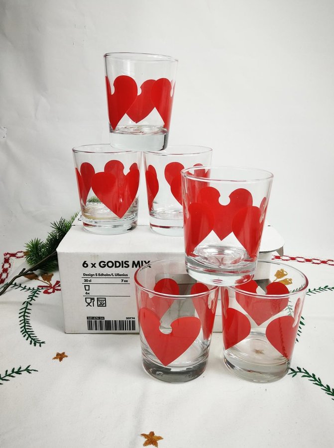Allglas Glögglas hjärtan Ikea "Godis Mix" 6-pack Design Edholm-Ullenius