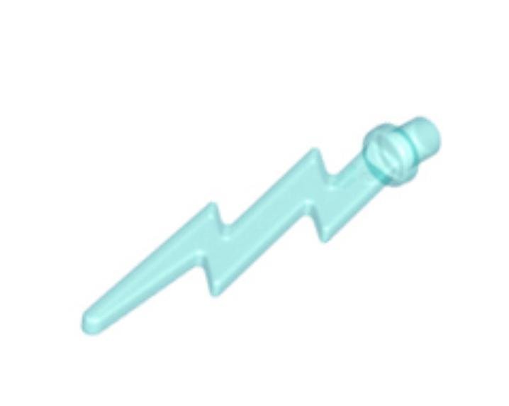 Trans-Light Blue Wave Angular Single with Bar End (Lightning Bolt) - LEGO- 27256