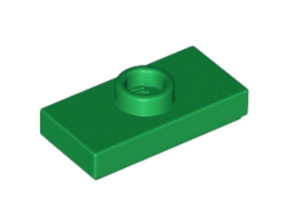 Green Plate Modified 1 x 2 with 1 Stud (jumper) - LEGO - 15573