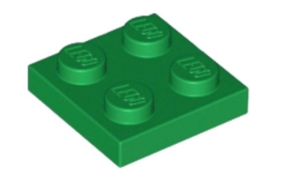 Green Plate 2 x 2 - LEGO - 3022