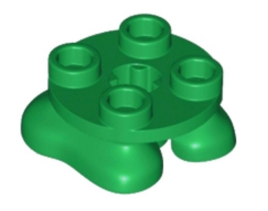 Green Legs with Plate Round 2 x 2 and Axle Hole - 2 Feet - LEGO - 66858