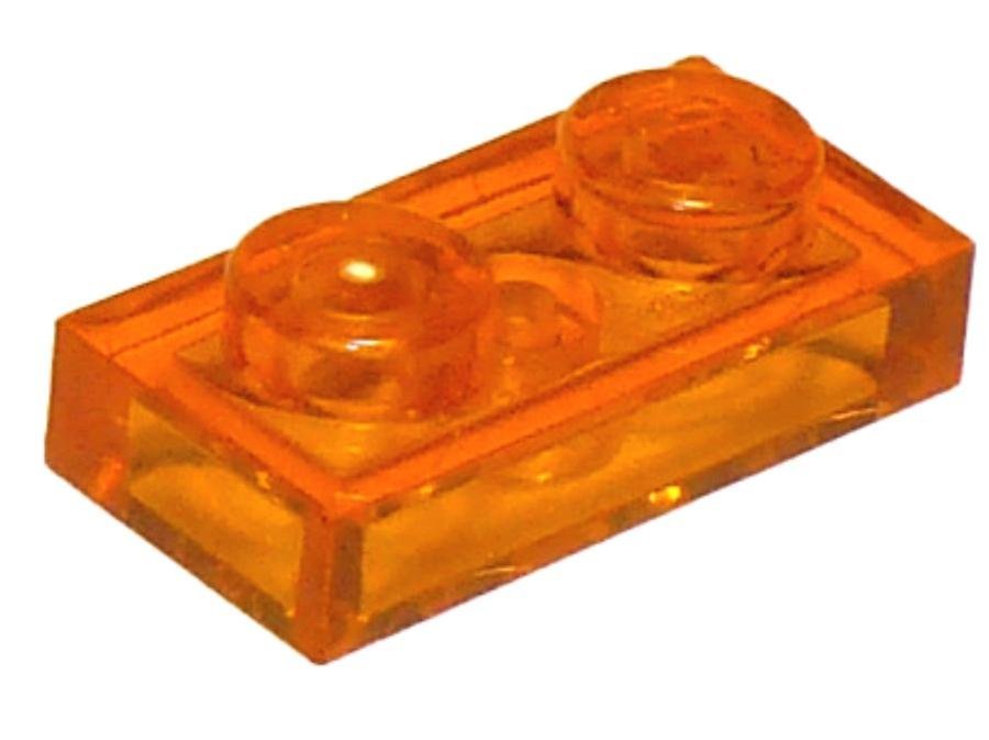 Trans-Orange Plate 1 x 2 - LEGO - 3023