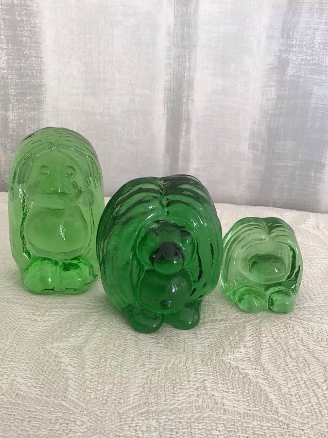 3 GRÖNA GLASTROLL BERGDALA GLASBRUK