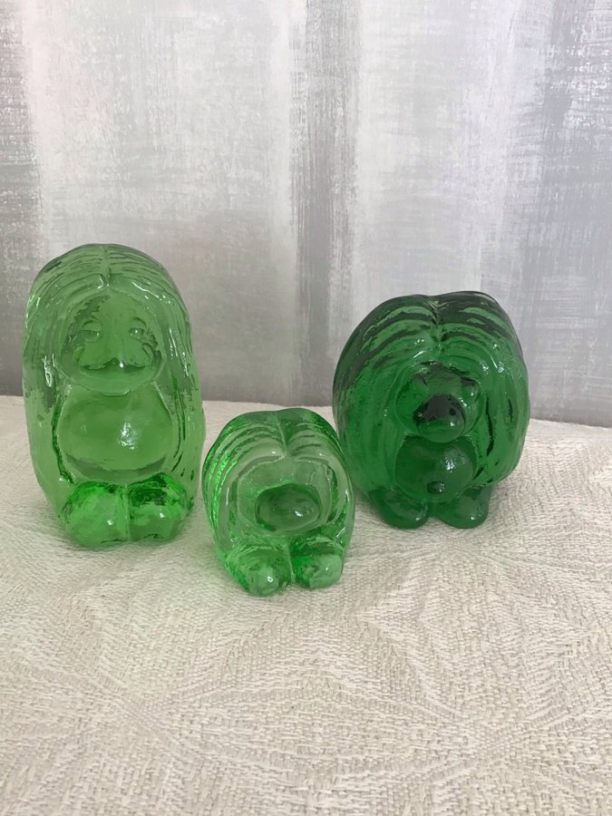 3 GRÖNA GLASTROLL BERGDALA GLASBRUK