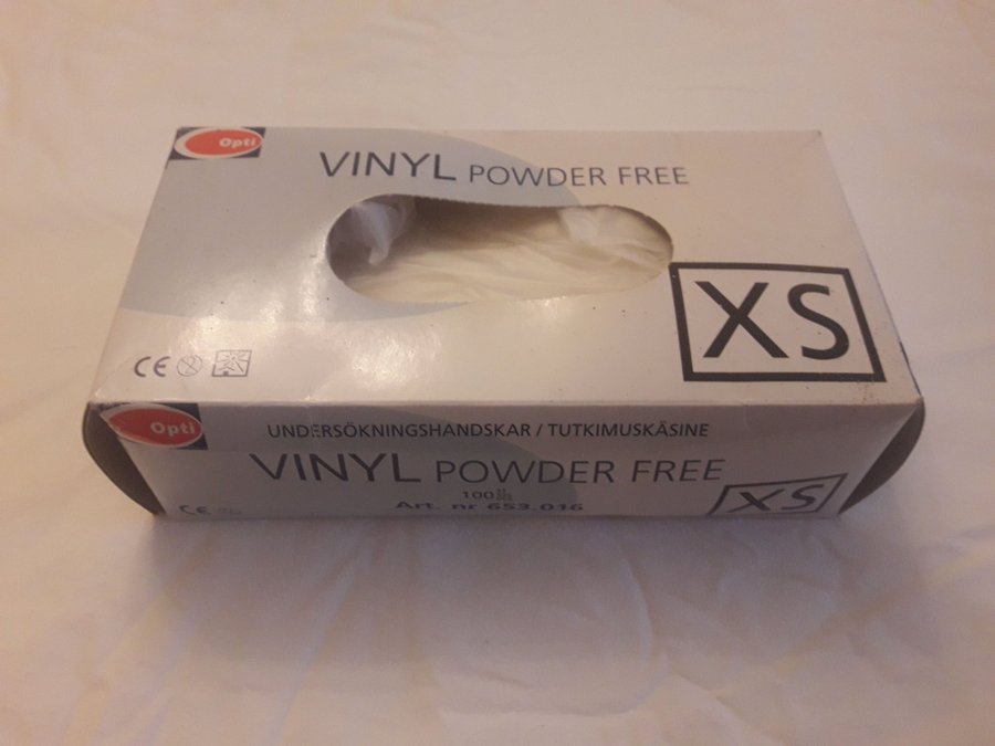 OPTI Vinyl Powder Free XS Engångshandskar Undersökningshandskar