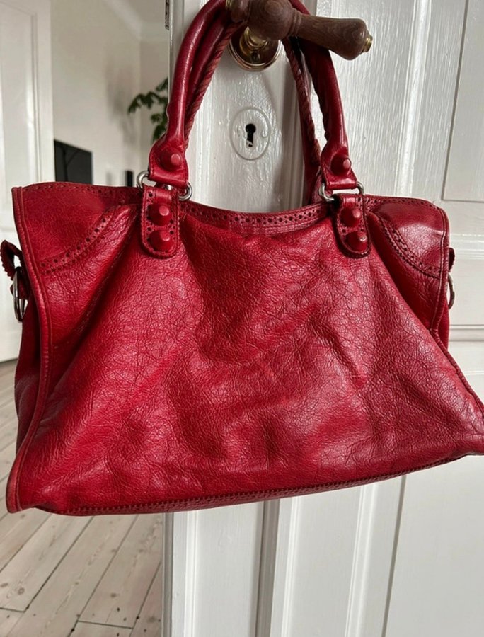 Balenciaga red medium city bag