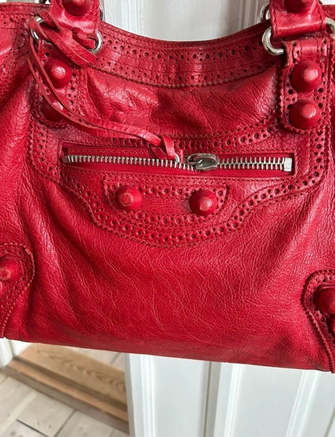 Balenciaga red medium city bag