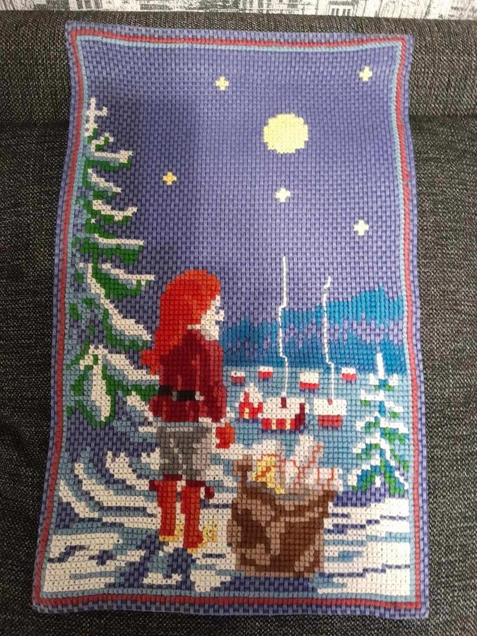 Handbroderade Julbonad i korsstygn fina färger!