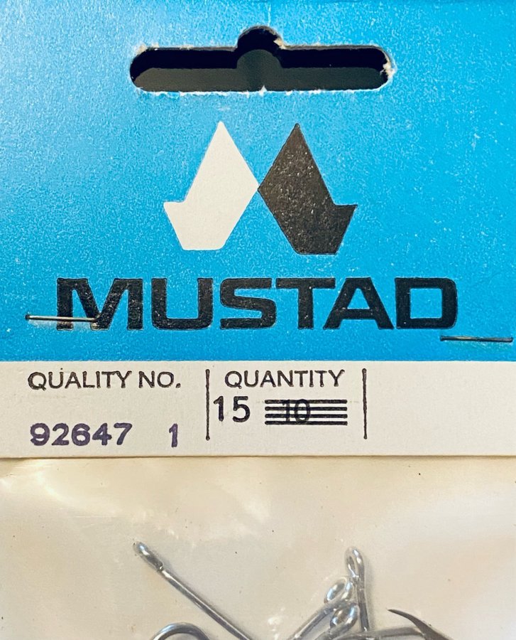 Mustad nr1 Qual 92647 Hullingar även på skaftet Oöppnad förpackning!