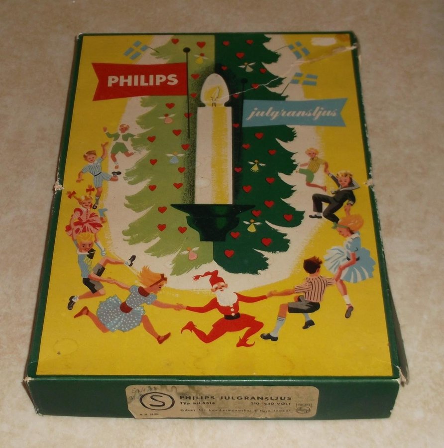 Julgransbelysning Philips i original kartong 16 lampor 1950-tal Vintage Retro