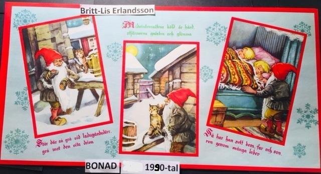 BRITT-LIS Erlandsson: Rydbergs TOMTEN JULBONAD 75x40c 1990t PappersBONAD