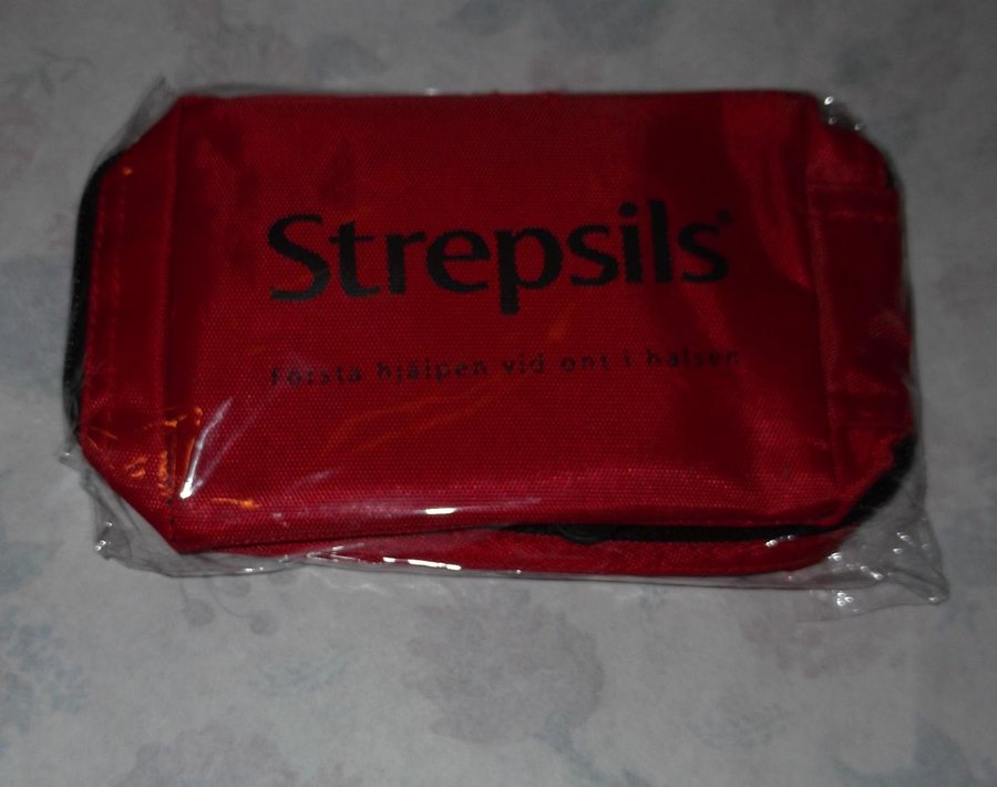 Röd liten necessär fodral Strepsils praktisk förvaring för smink  småsaker