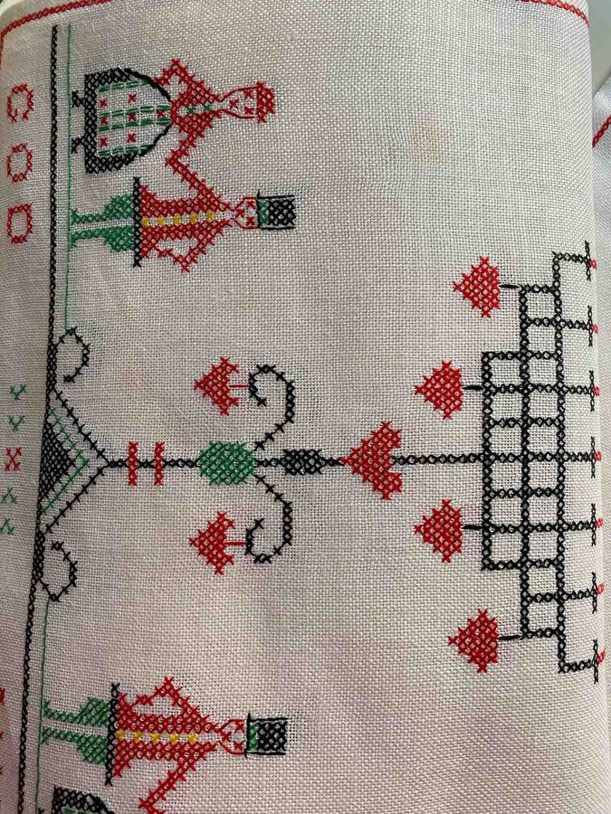 Retro duk löpare julduk jul handbroderad linne linneduk