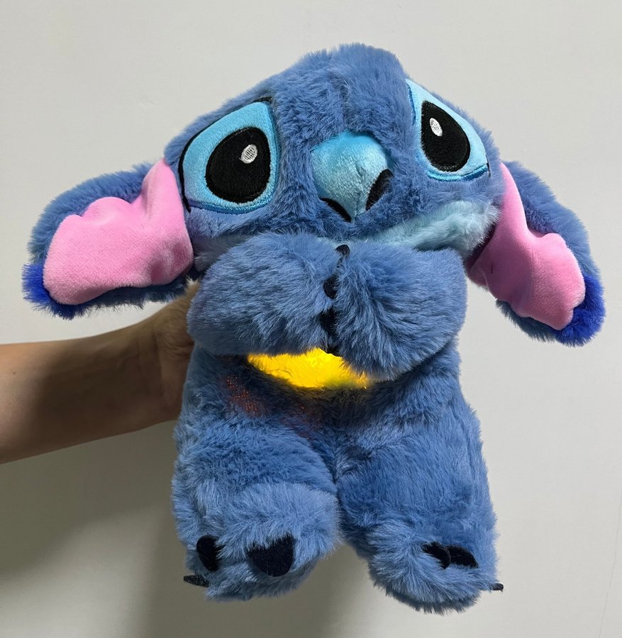 30cm Stitch Baby Breathing Bear Plush Music Sleeping Companion