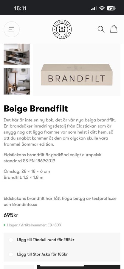 Brandfilt ifrån Eldstickan