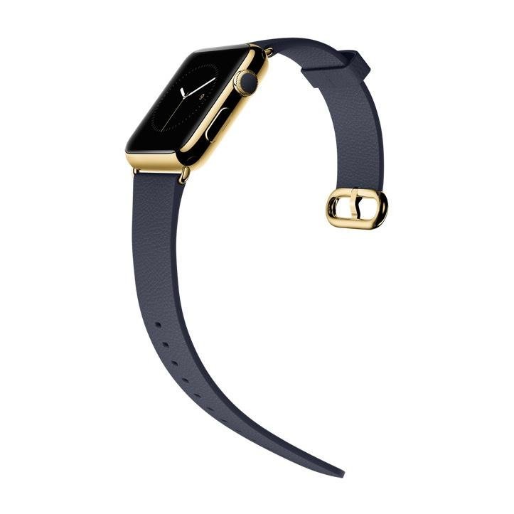 Klassiskt Spänne 38/40/41mm Apple Watch Armband - MARINBLÅ / GULD