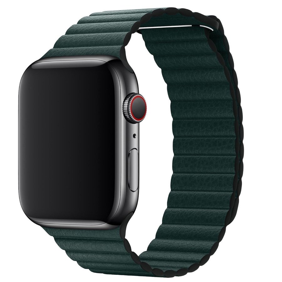 Läderloop 38/40/41mm Apple Watch Armband - MÖRKGRÖN