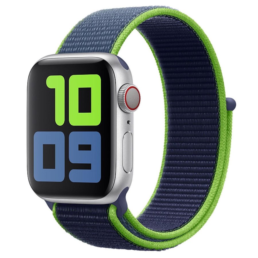 Nylonloop 38/40/41mm Apple Watch Armband - BLÅ / NEONGRÖN