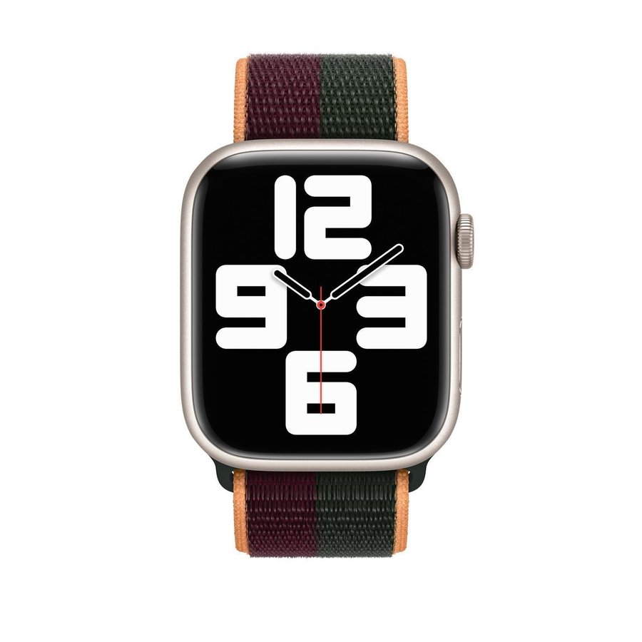 Nylonloop 42/44/45/49mm Apple Watch Armband - SKOGSGRÖN / MÖRK KÖRSBÄR