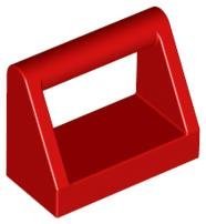 Red Tile Modified 1 x 2 with Bar Handle - LEGO - 2432