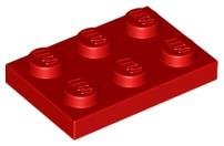 Red Plate 2 x 3 - LEGO - 3021