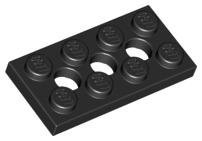 Black Technic Plate 2 x 4 with 3 Holes - LEGO - 3709b