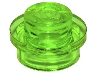 Trans-Bright Green Plate Round 1 x 1 - LEGO - 4073