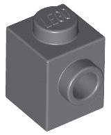 Dark Bluish Gray Brick Modified 1 x 1 with Stud on Side - LEGO - 87087