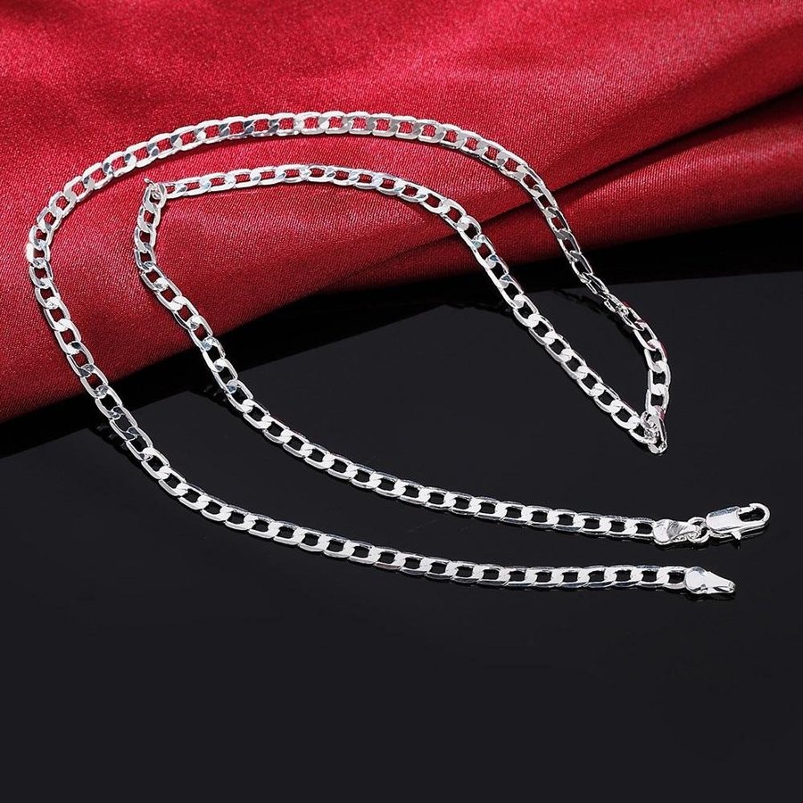 60cm 4mm Silver pansarkedja 925 Stämplad Sterling silverpläterad halsband