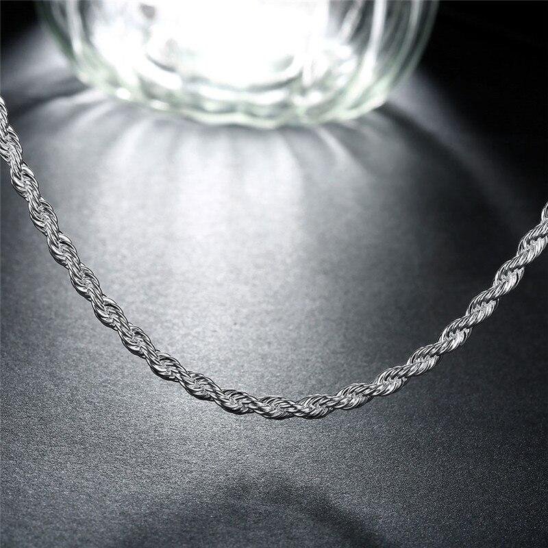 50cm 3mm 925 SILVER halsband stämpel cordellänk lyxig rope länkkedja flätat