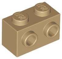 Dark Tan Brick Modified 1 x 2 with Studs on Side - LEGO - 11211