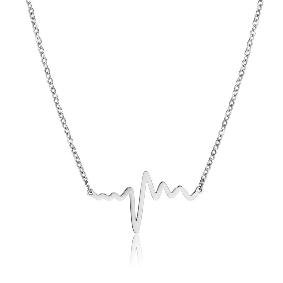 Vackert hjärtsläg halsband ekg silverpläterad pulsfrekvens stål Kärlekssymbol