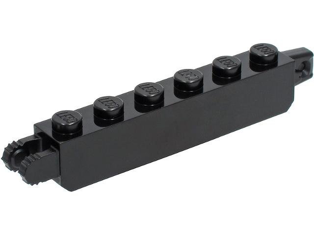 Black Hinge Brick 1 x 6 Locking with 1 Finger Vertical End - LEGO - 53914