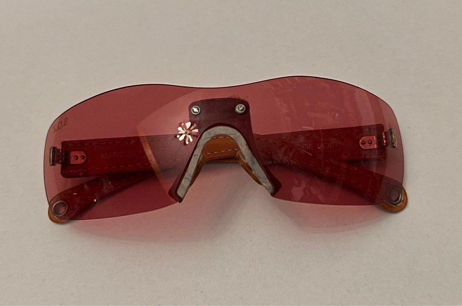 Vintage HISTORIE DE VOIR SQZ Leather Sunglasses rosa lila solglasögon